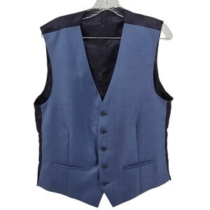 Ted Baker Mens Suit Vest Blue 5-button Slimfit Adjustable NWOT Size 42R